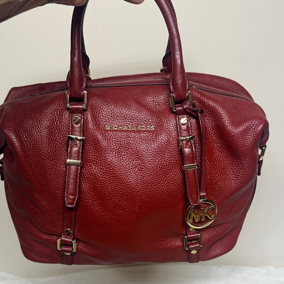 Michael Kors Burgundy pebbled Leather Satchel - Crossbody - Picture 1 of 16